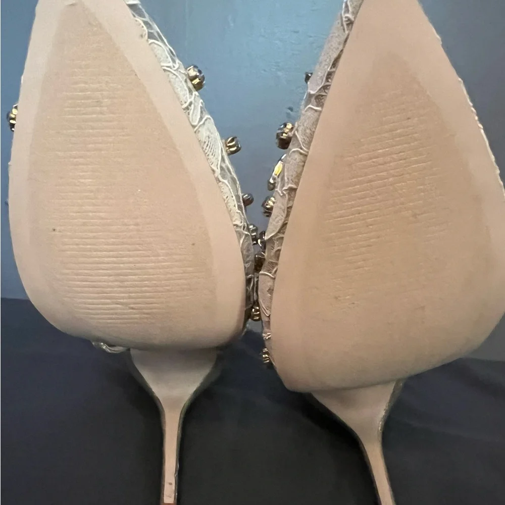 JustFab Cream and Gold Embellished Heels - Picture 5 of 5